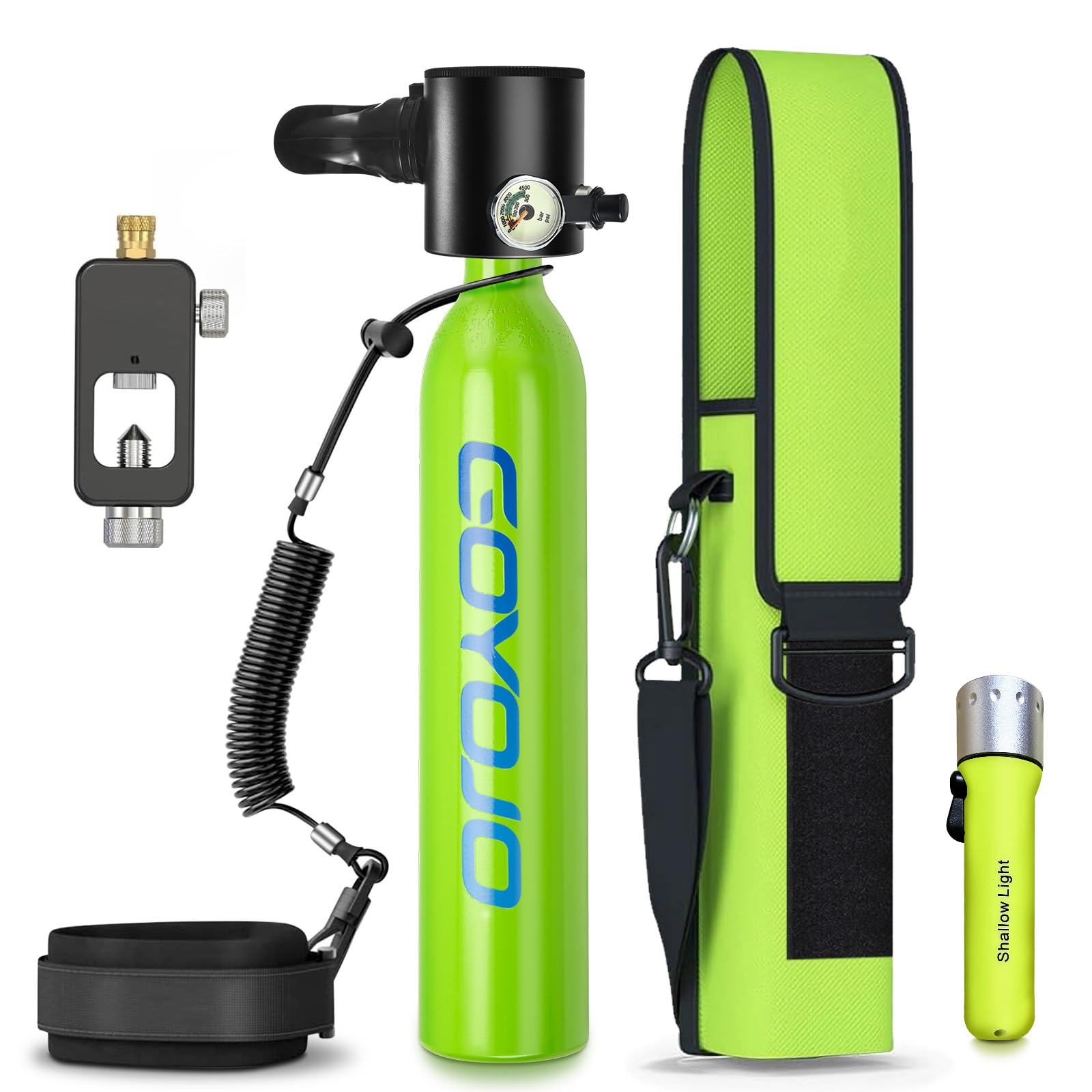 GOYOJO Mini Scuba Tank, 6-12 Minutes Diving Tank, Portable Lung Tank Kits with 3000 PSI Max Pressure, Reusable 0.5L Small Scuba Diving Tank Gear Underwater Breathing Training