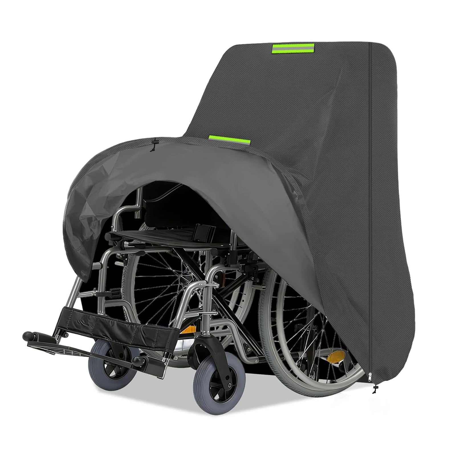 Copertura per sedia a rotelle manuale, copertura protettiva per sedia a rotelle, Oxford 600D impermeabile per bicicletta, scooter, con striscia fluorescente, 100 * 100 * 75 cm (Grey)