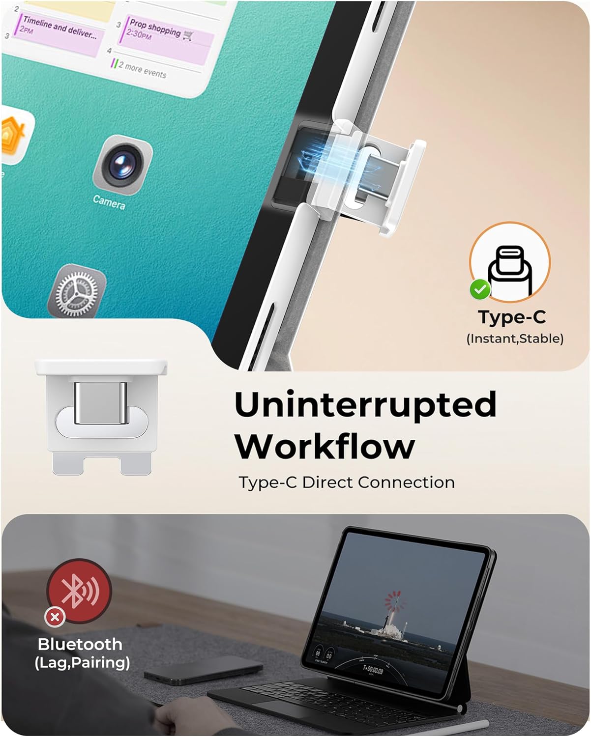 TSQQST for iPad Pro 11 Inch Case (M5/M4,2025/2024) with Keyboard, Magnetic Stand with Removable Case, Multi-Touch Trackpad, Pencil Holder, 7-Color Backliht, Contact Connector, White