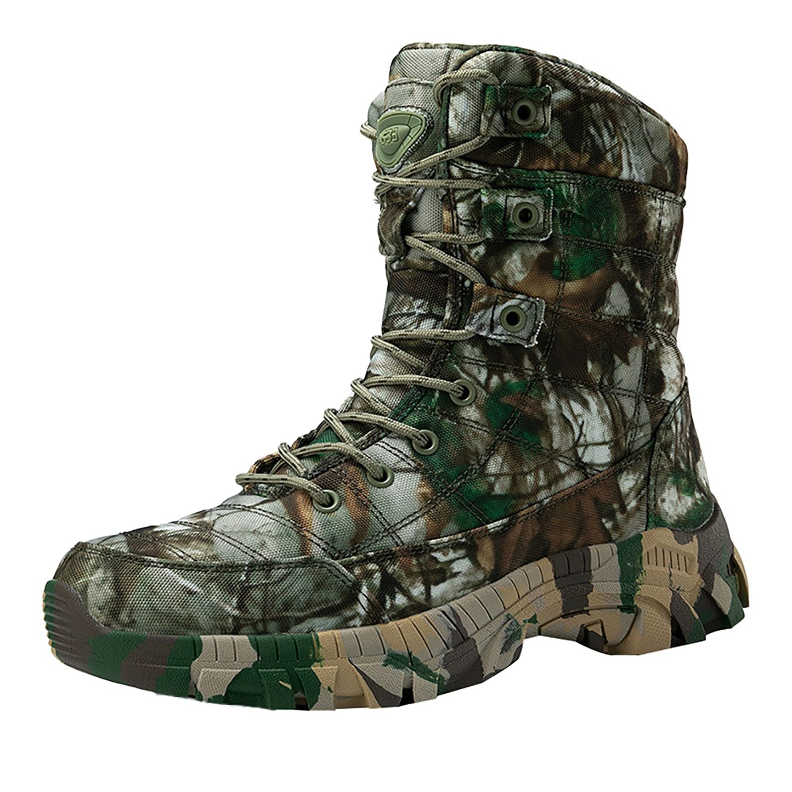 Wanderschuhe für Herren, wasserdicht, Netzstoff, Schlupfschuhe, breite Passform, Joggingschuh, Sport, atmungsaktiv, Camouflage, Armee, Kampfstiefel, hoher Knöchel, Schnürung, Wildnis, Wanderstiefel