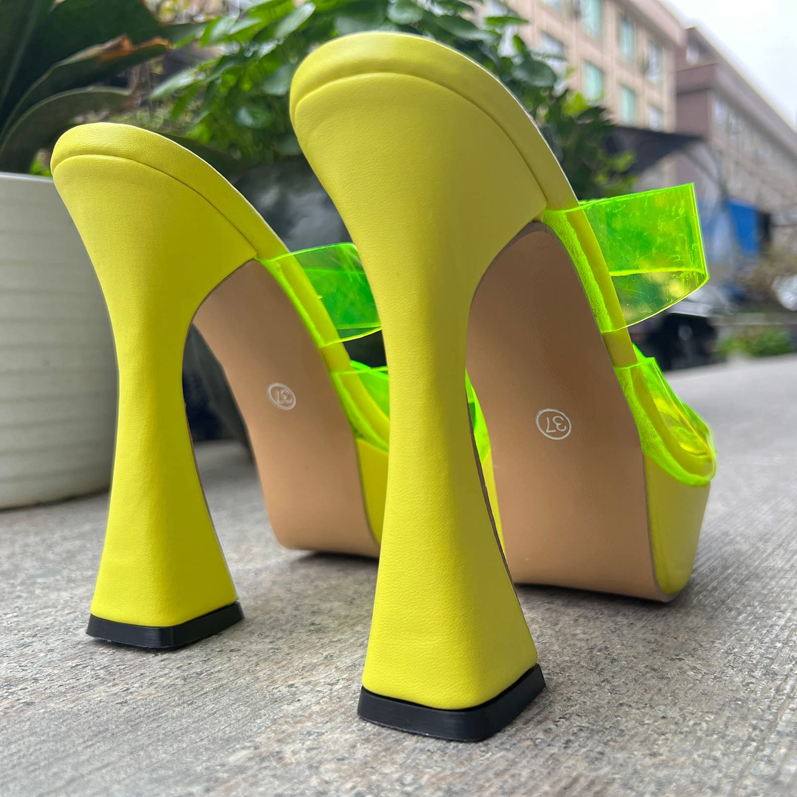 Momolaa Ciabatte Mare Zeppa Sandali con plateau da donna con tacco Sandali con tacco con cinturino trasparente Sandali con tacco rialzato Sandali alla moda con Sandali Estivi Gioiello