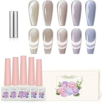Amazon.com: ADHERE 12 ml 5 Colors Cat Eye Gel Nail Polish Set with