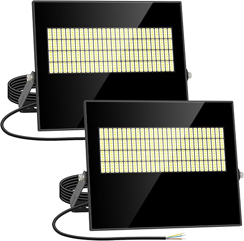 Paquete de 2 luces LED de inundación de 100 W para exteriores, 15000 lm, luz de seguridad súper brillante, IP67, luces de inundación impermeables,