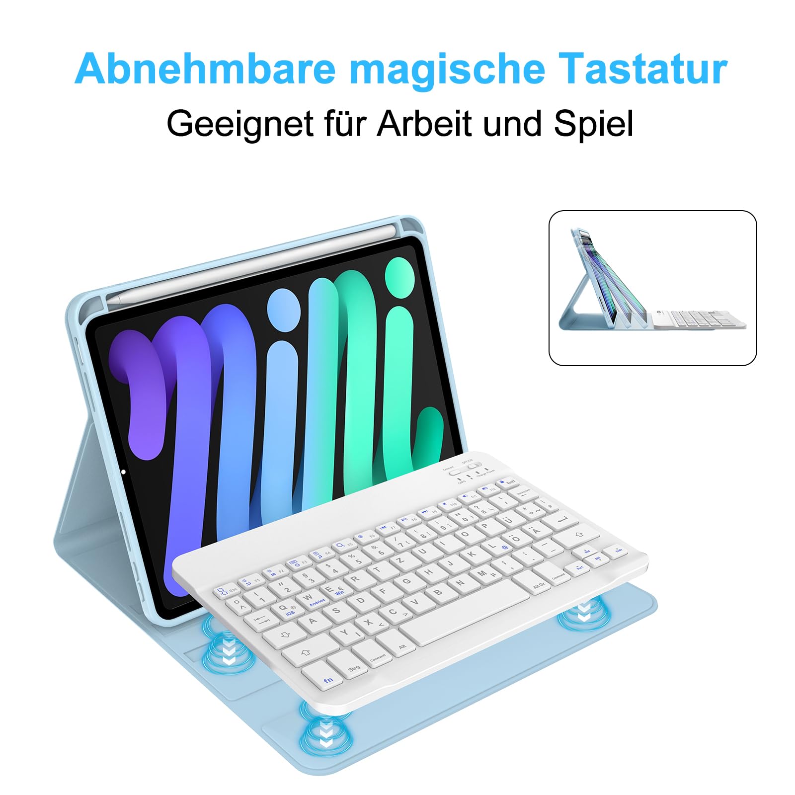 SENGBIRCH IPad Pro 12.9 Tastatur-Hülle Mit Beleuchtetem Touchpad – Für IPad Air 13 (M3/M2) – Kabellos, Abnehmbar, Magnetisch, Dunkelgrün