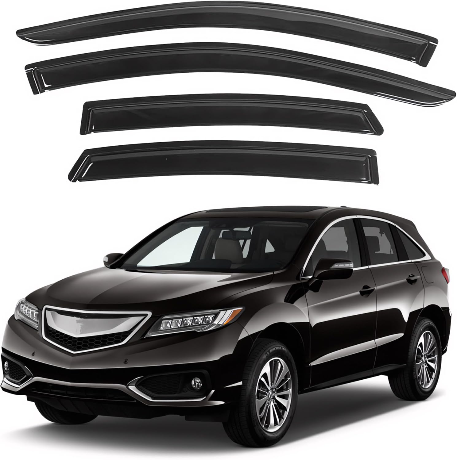 IG Window Visor for Acura RDX 2013-2018, Rain Guard Tape-On Extra Durable Sun Wind Side Vent Window Deflector Mugen Style, 2013 2014 2015 2016 2017 2018 2013-2018 RDX