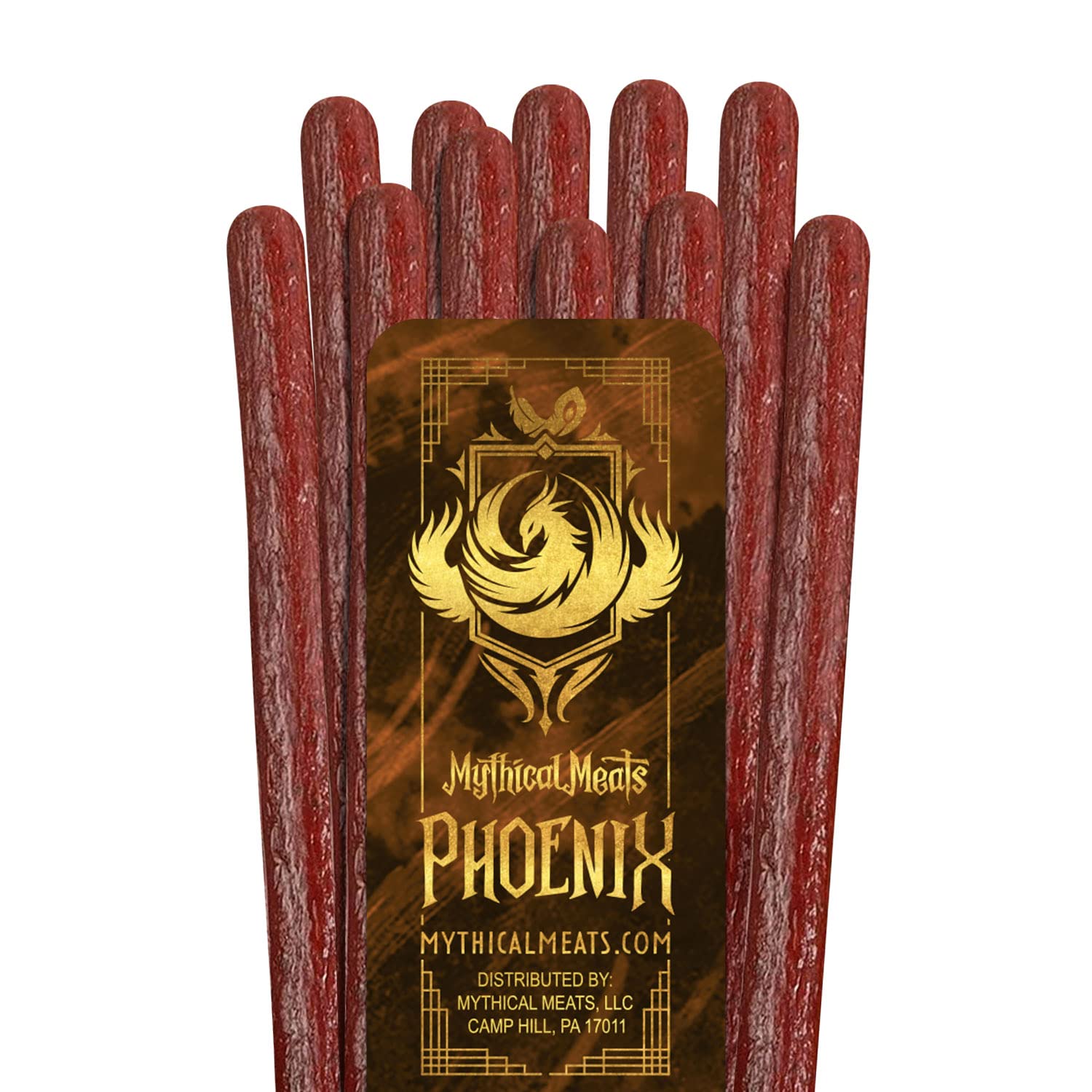 Mythical Meats Sabor original (Phoenix) Paquete de 12 palitos de refrigerio - Pavo de pimiento dulce con carne de res - Carnes secas y deshidratadas