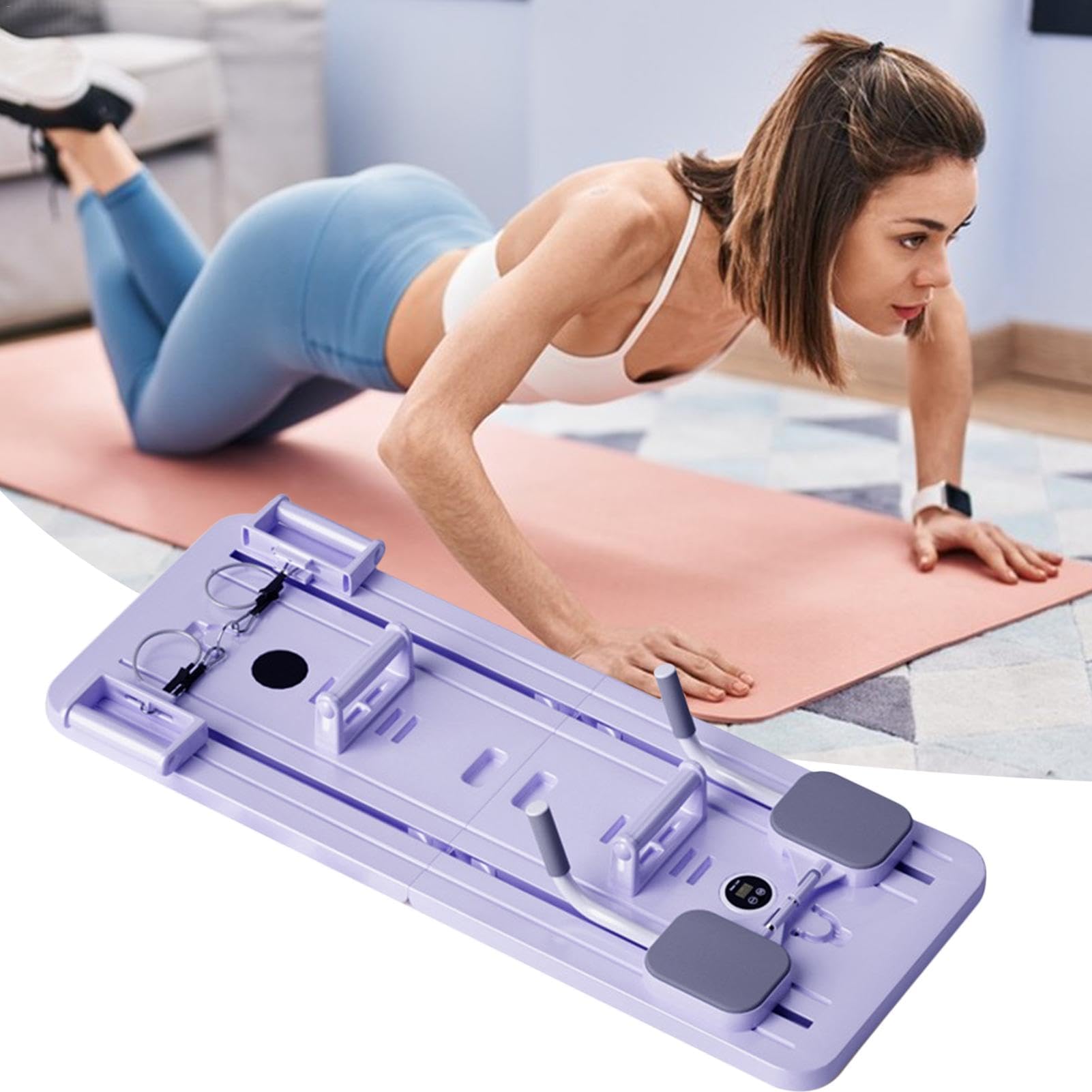 Attrezzatura per il fitness, tavola scorrevole per esercizi di pilates, multiuso, con corda elastica, per casa, palestra, attività all'aperto