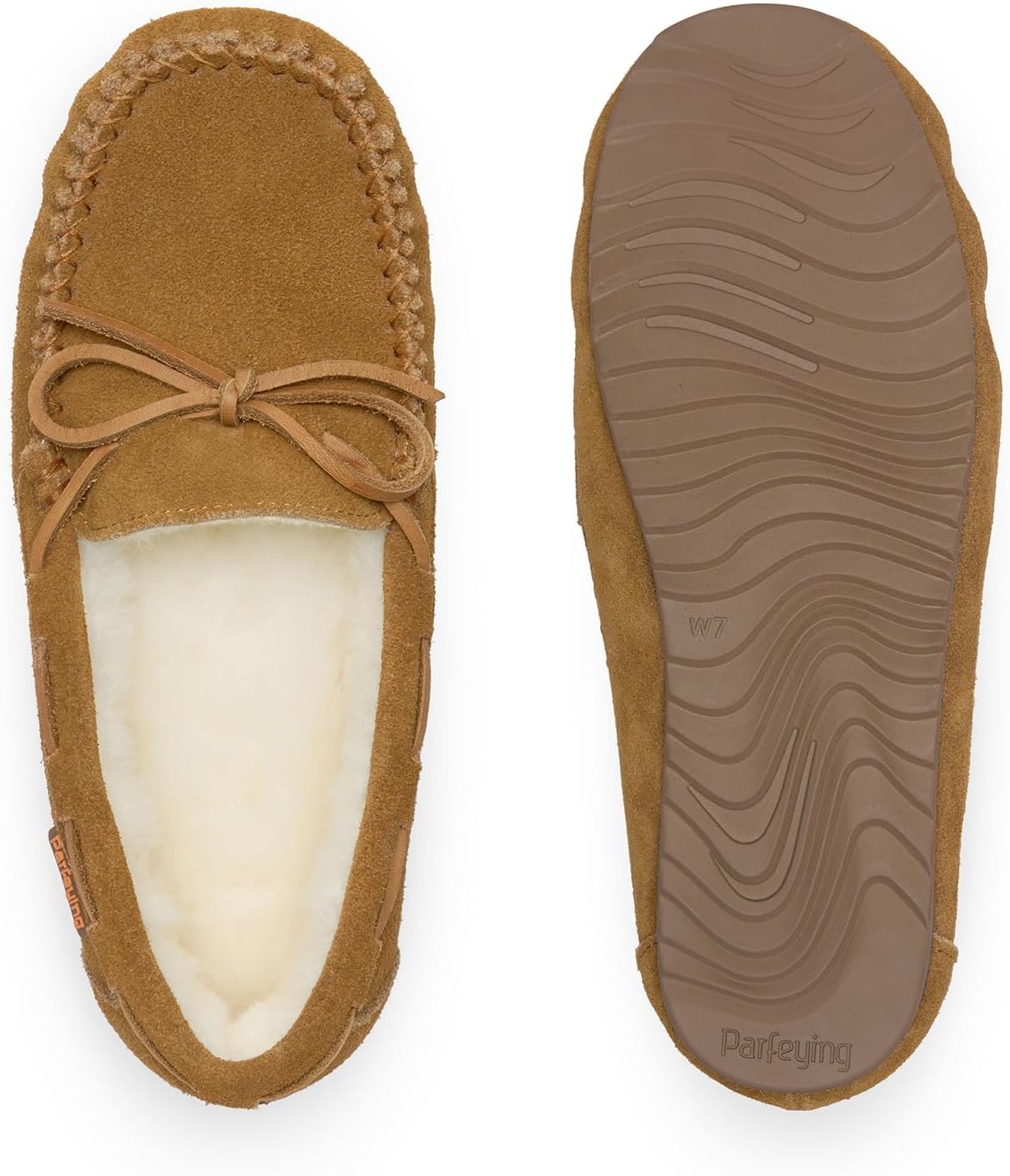 Parfeying Sheepskin Moccasin Slippers, Chestnut, Women's 9, view 4