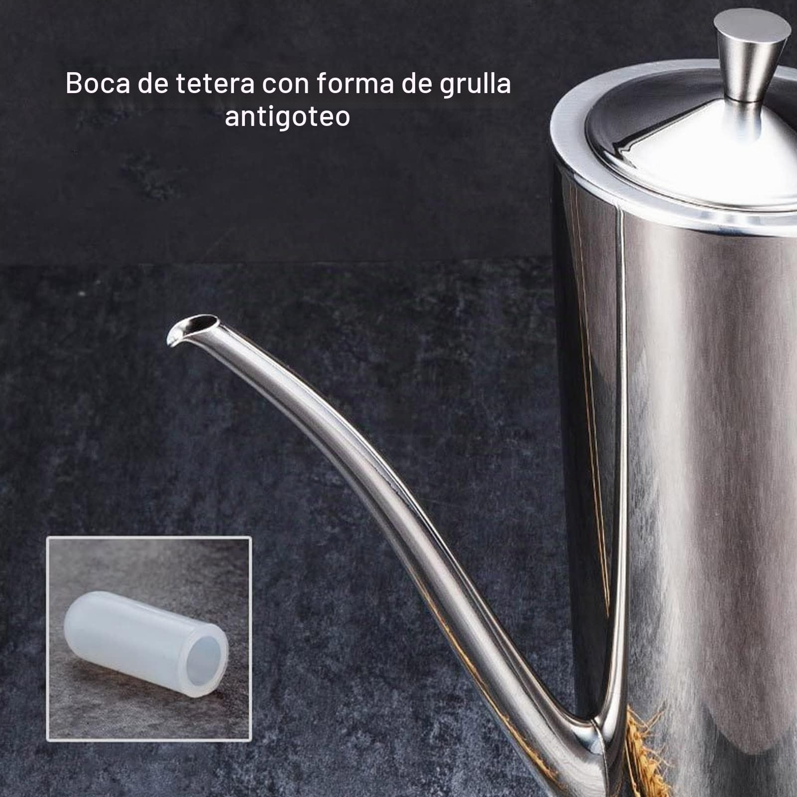 Haofy Olla de Aceite de Acero Inoxidable 304, Grande, Pulido Espejo, a Prueba de Goteo, Cantidad de Aceite Visible, para Vinagre, Aceite Comestible, Aderezo para Ensaladas, té con