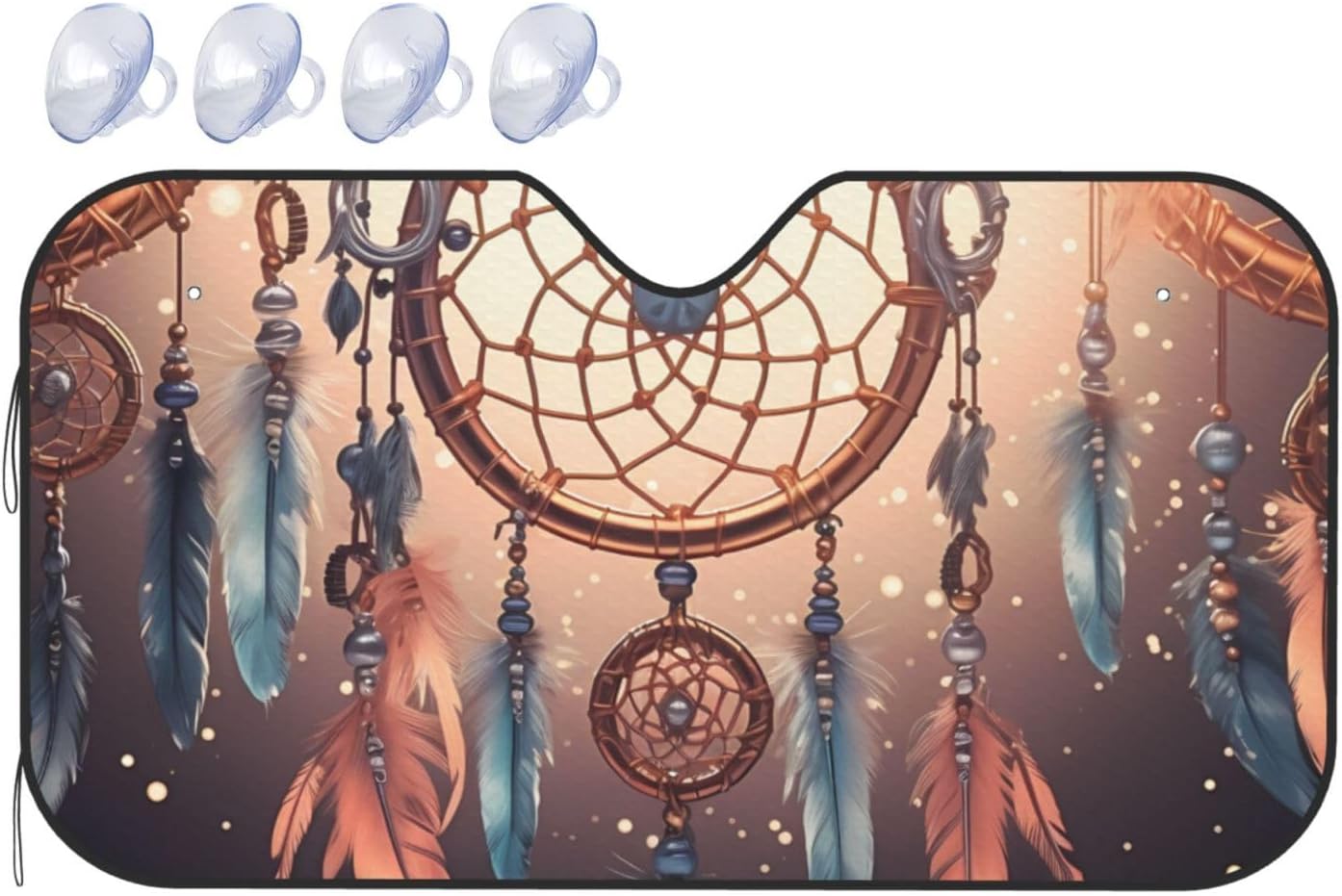 Car Windshield Sun Shade Foldable Auto Front Window Sunshade Protection Universal Windshield Cover Native American Dream Catcher Sun Shade Keep Your Vehicle Cool Auto Interior Accessories
