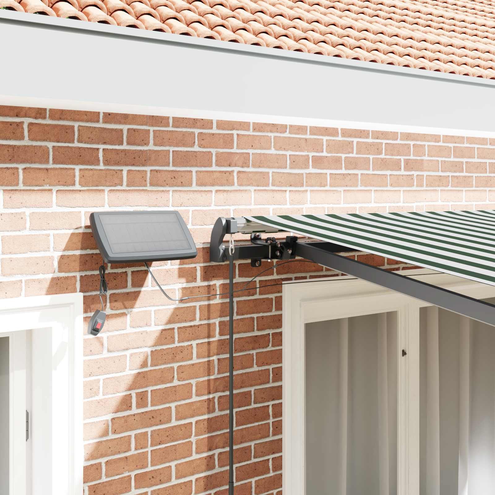 Markise mit Aluminiumgestell, Balkon/Terrasse, Grün-Weiß, 300 x 250 cm, 19.17kg