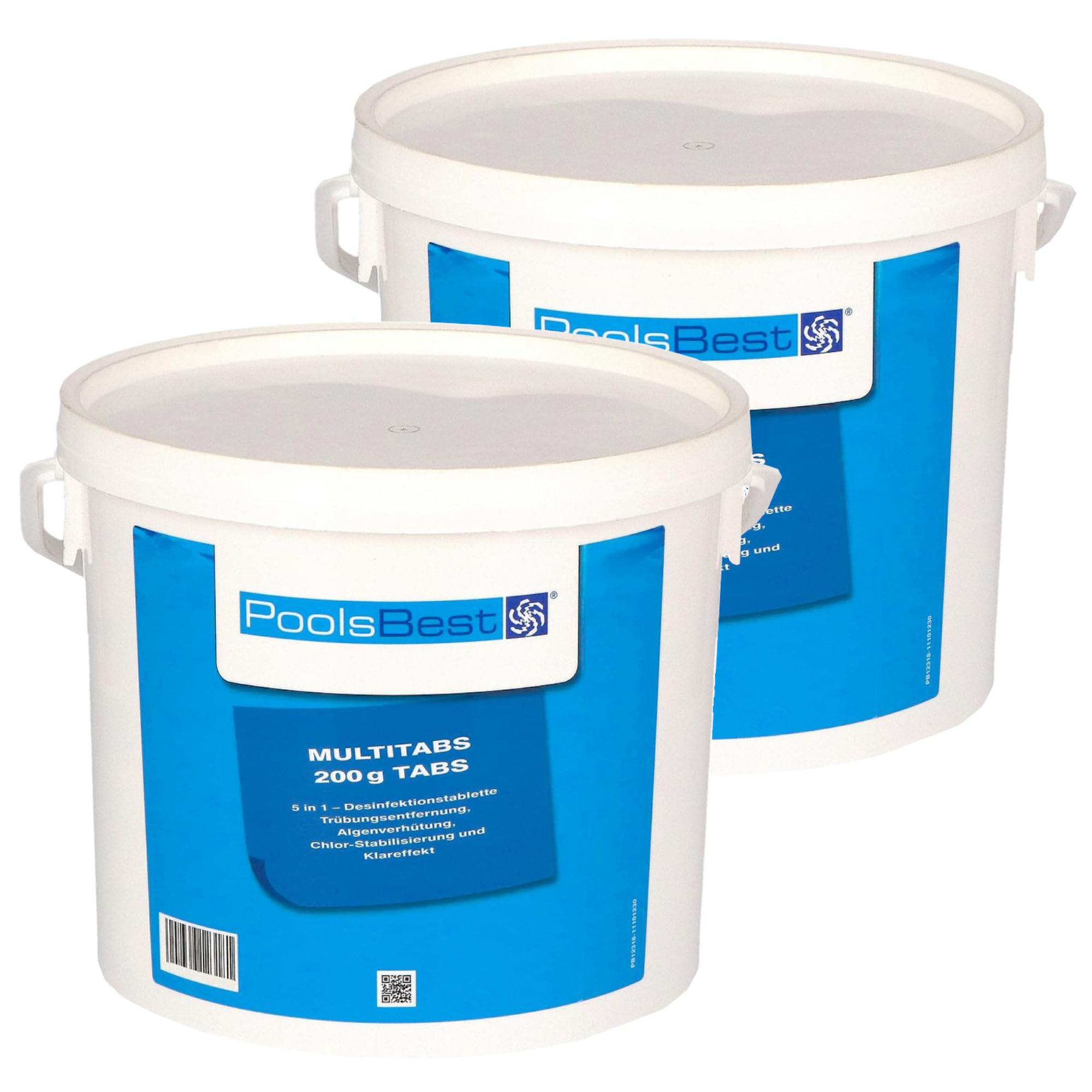 PoolsBest 10kg (2 x 5 kg) Chlor Multitabs 5 in 1 I 200g Chlortabletten für Pool I langsamlösliche Chlortabs für die Poolpflege I Langzeit Tabs als Pool Reinungsmittel zur Desinfektion