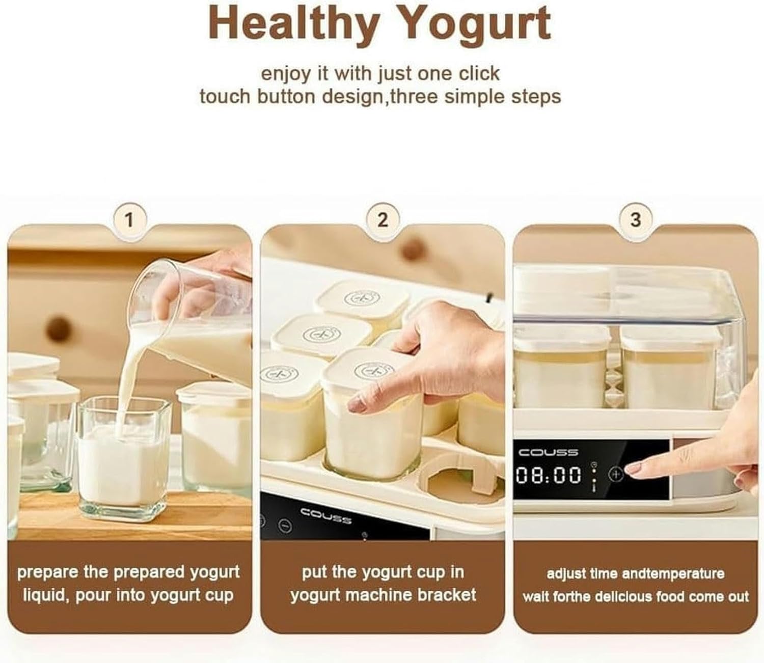 Automatic Yogurt Making Machine,Digital Electric Yogurt Fermenter with Temperature and Time Control,Natto Dough Fermenter Machine with 9 Glass Jars, for Homemade Yogurt,Rice Wine