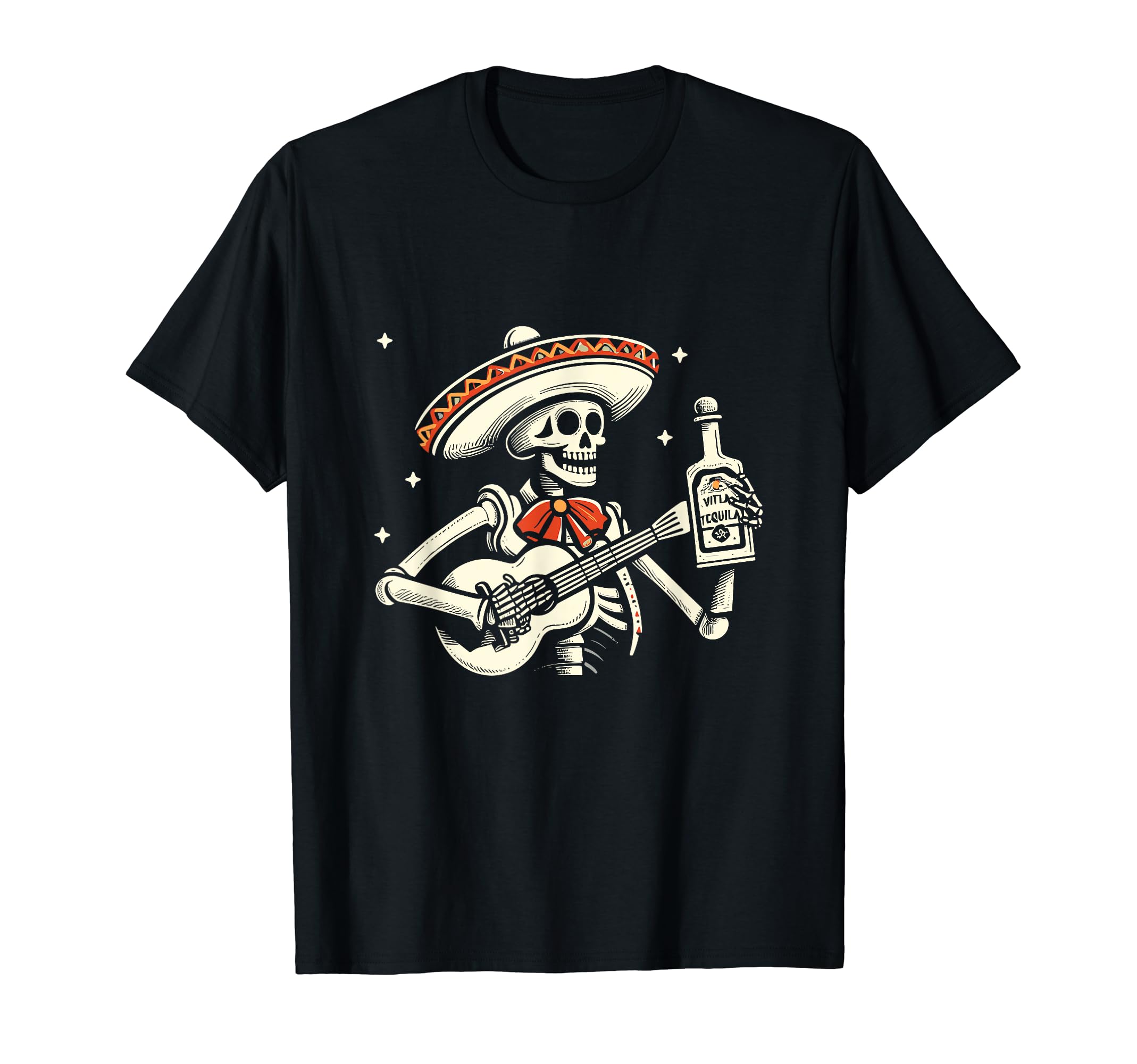 Mexican Mariachi Tequila Bandito Cool Skeleton Charro T-Shirt