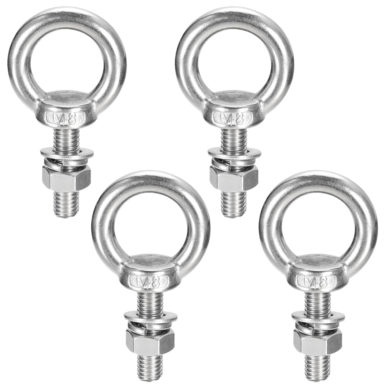 Bulloni Occhiello M8 x 30mm, 4 Pezzi Occhielli a Vite, Acciaio Inox Bullone Occhiellos, M8 Bullone per Sollevamento Filettato Maschio, per Rullo di Fissaggio e Sospensione