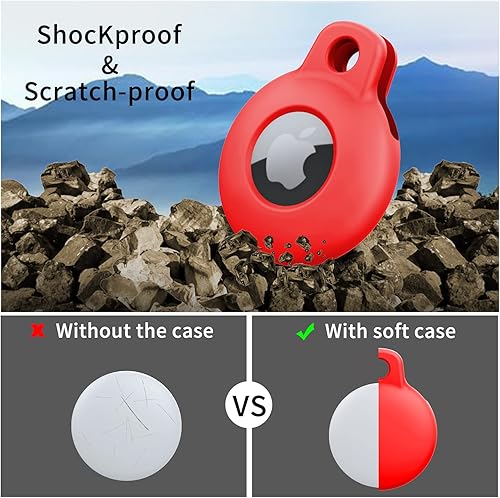 Miniatura 10 de Funda de silicona compatible con AirTag, paquete de 4 unidades, suave, antiarañazos, a prueba de golpes, funda protectora AirTag con mosquetón para
