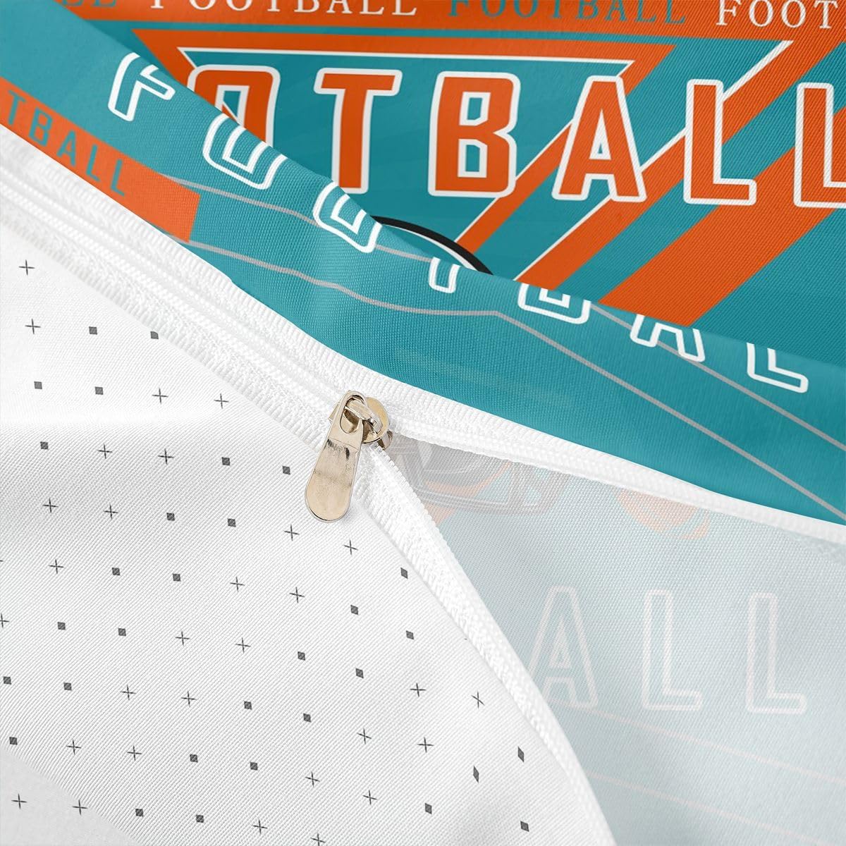 Feelyou Football Duvet Cover Boys Girls Toddler Size Rugby Sports Bedding Set Women Men Football City Comforter Cover Sports Theme Bedclothes Orange Green
