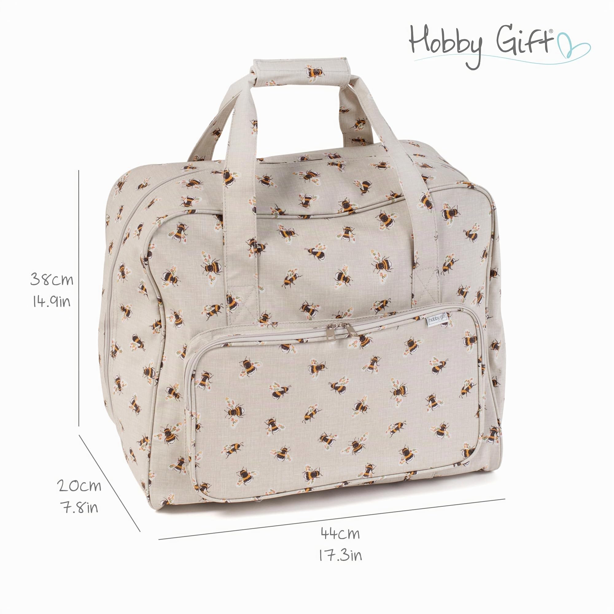 Hobby Gift Bolsa para Máquina de Coser, Bolsa Acolchada Resistente con Cremallera, Bolsa Grande Impermeable para Almacenaje de Costura, 20 x 44 x 38 cm, Abeja