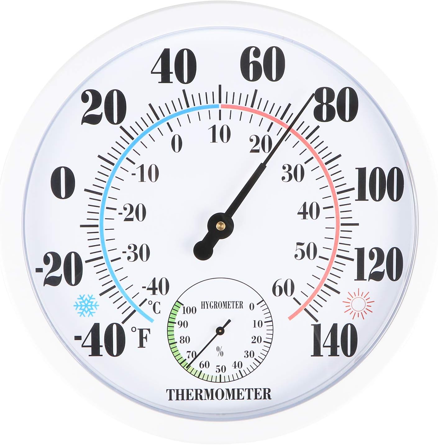 White 10-Inch Indoor Outdoor Thermometer Hygrometer