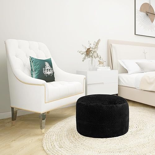 Miniatura 7 de Asuprui Puf otomano de relleno, reposapiés otomano de relleno, taburete suave con relleno, 20 x 20 x 12 pulgadas, silla mullida para el suelo,