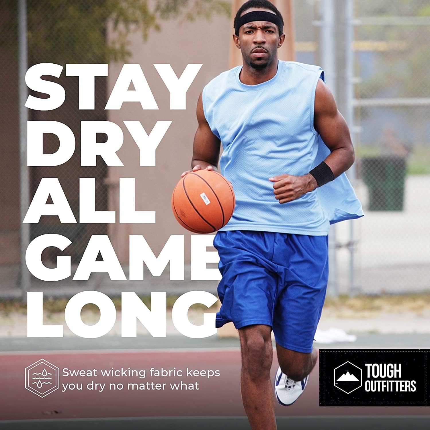 Sports Fan Sweatbands Set, Headband &Wristbands for Tennis, Working Out, Sports, Basketball, Gym and Exercise, Terry Cloth High Stretch for Men Women : Sports & Outdoors