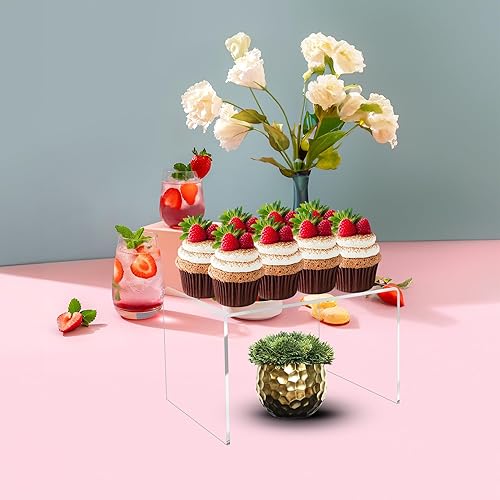 Miniatura 6 de Jusalpha 4 piezas elevadores de acrílico transparente, estantes elevadores de exhibición de acrílico, accesorios de estante de vitrina para joyería,