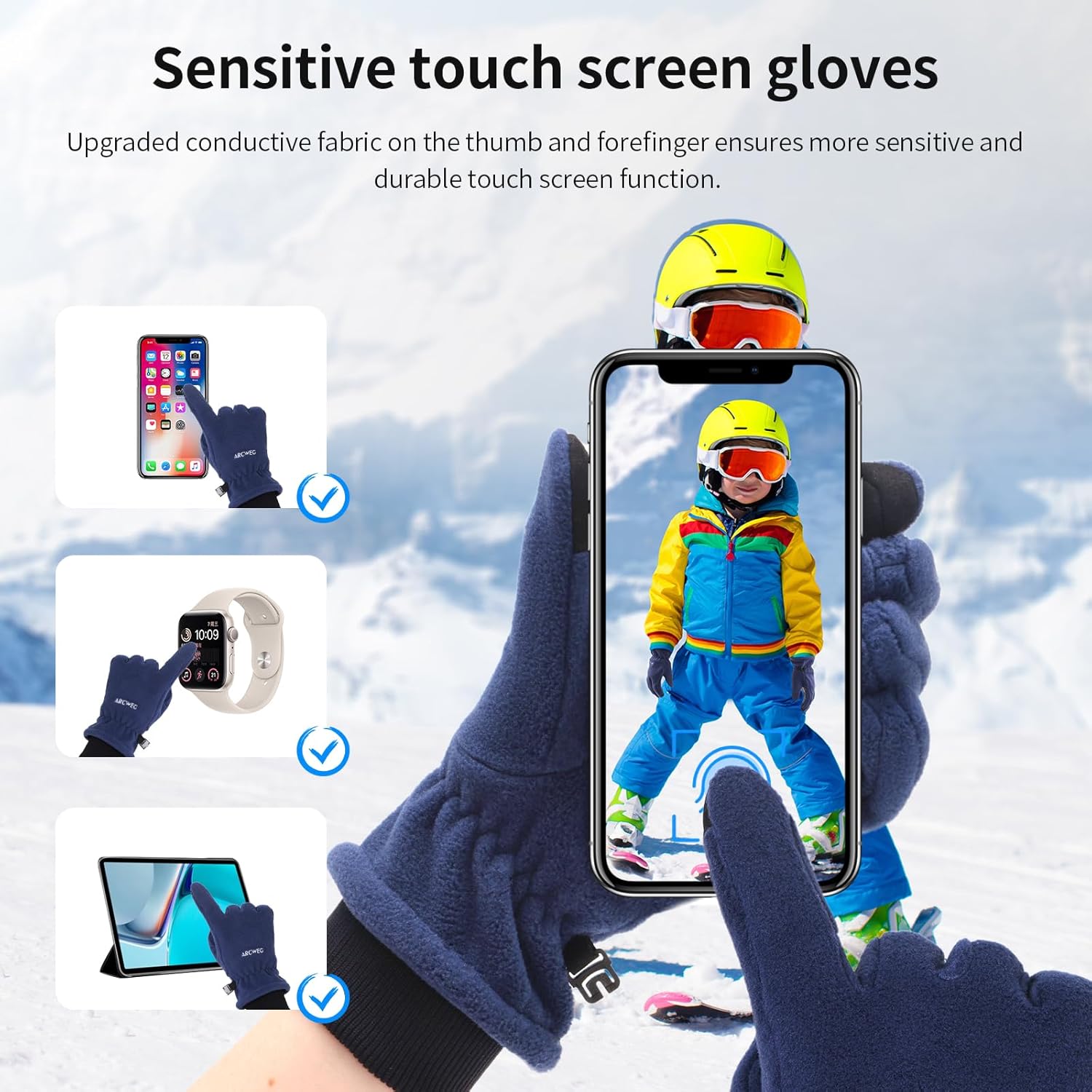 Arcweg Kids Winter Gloves for Boys Girls Toddler Warm Gloves Girls Mittens - Image 3