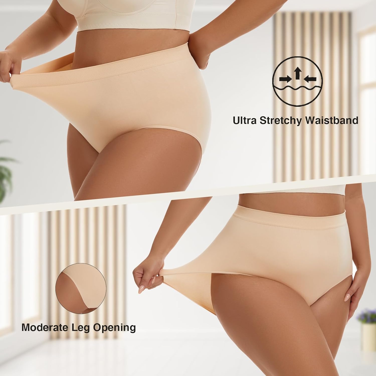 Women's High Waisted Shapewear Underwear, Plus Size Tummy Control Full Coverage Briefs Panties for Ladies 4 Pack - Image 5