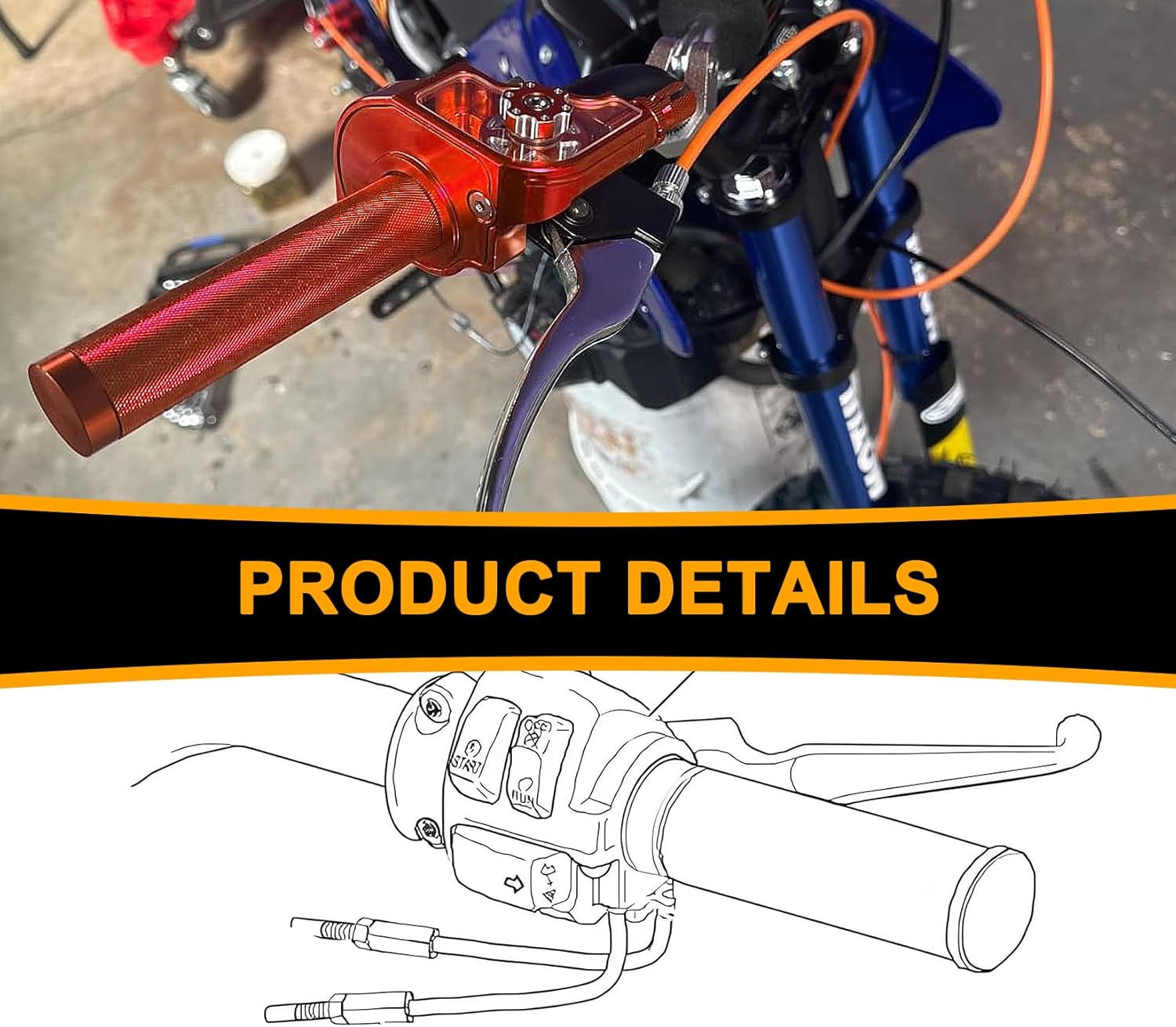 PSLER Motorcycle Throttle Assembly - 7/8" 22mm Quick Twister with Throttle Cable Compatible with Dirt Bike Pit Bike Mini Bike Motorcycle CRF KLX TTR SSR 50cc 80cc 110cc 250cc Aluminum