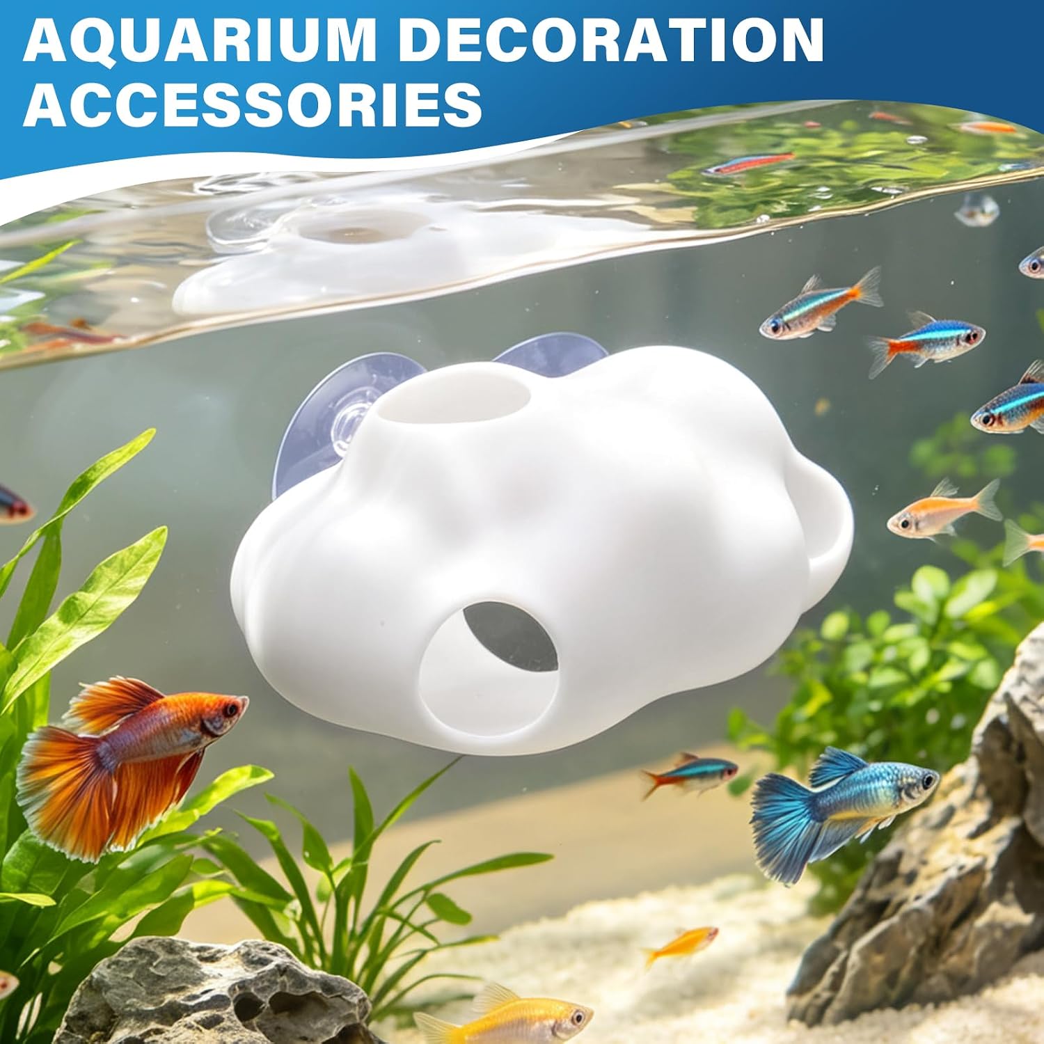 Aquarium Cave Decorations for Betta, White Cloud Shape Fish Hideout image 3