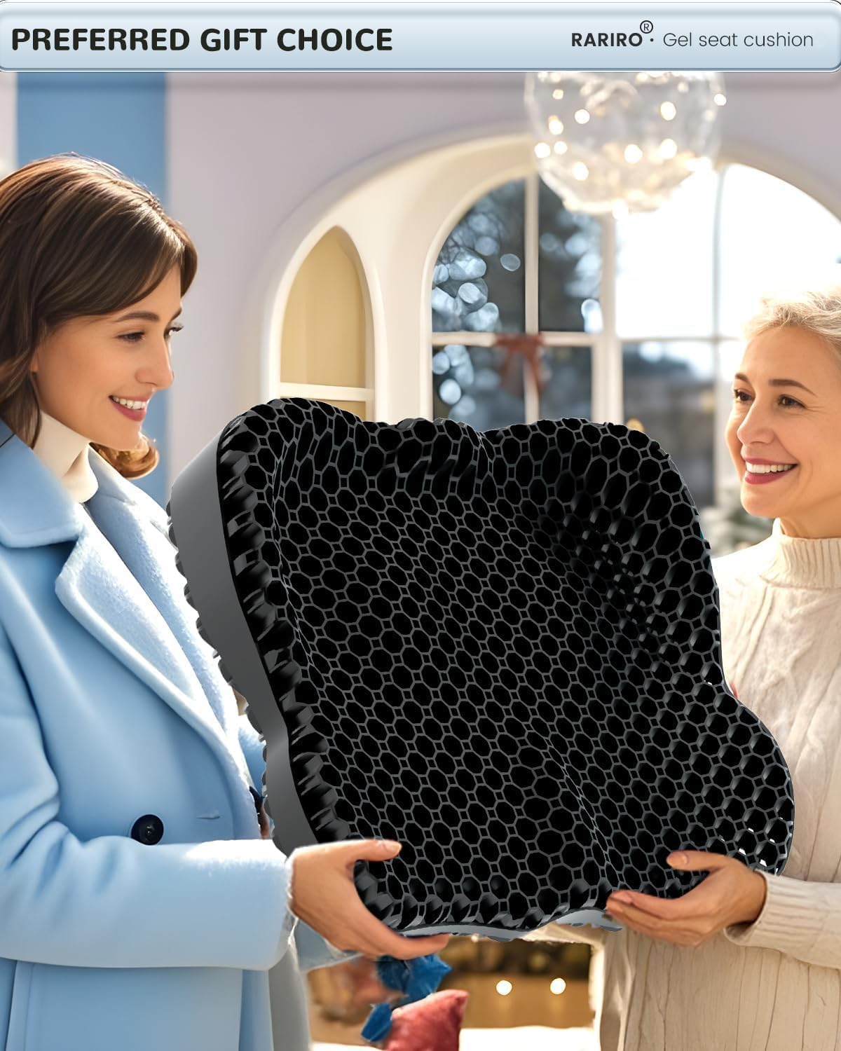 Żelowa poduszka na siedzisko, poduszka z nadrukiem, podwójna struktura, ergonomiczna struktura plastra miodu, krzesło biurowe, miękkie siedzisko, krzesło biurowe, kość ogonowa, rwa kulszowa, poduszka