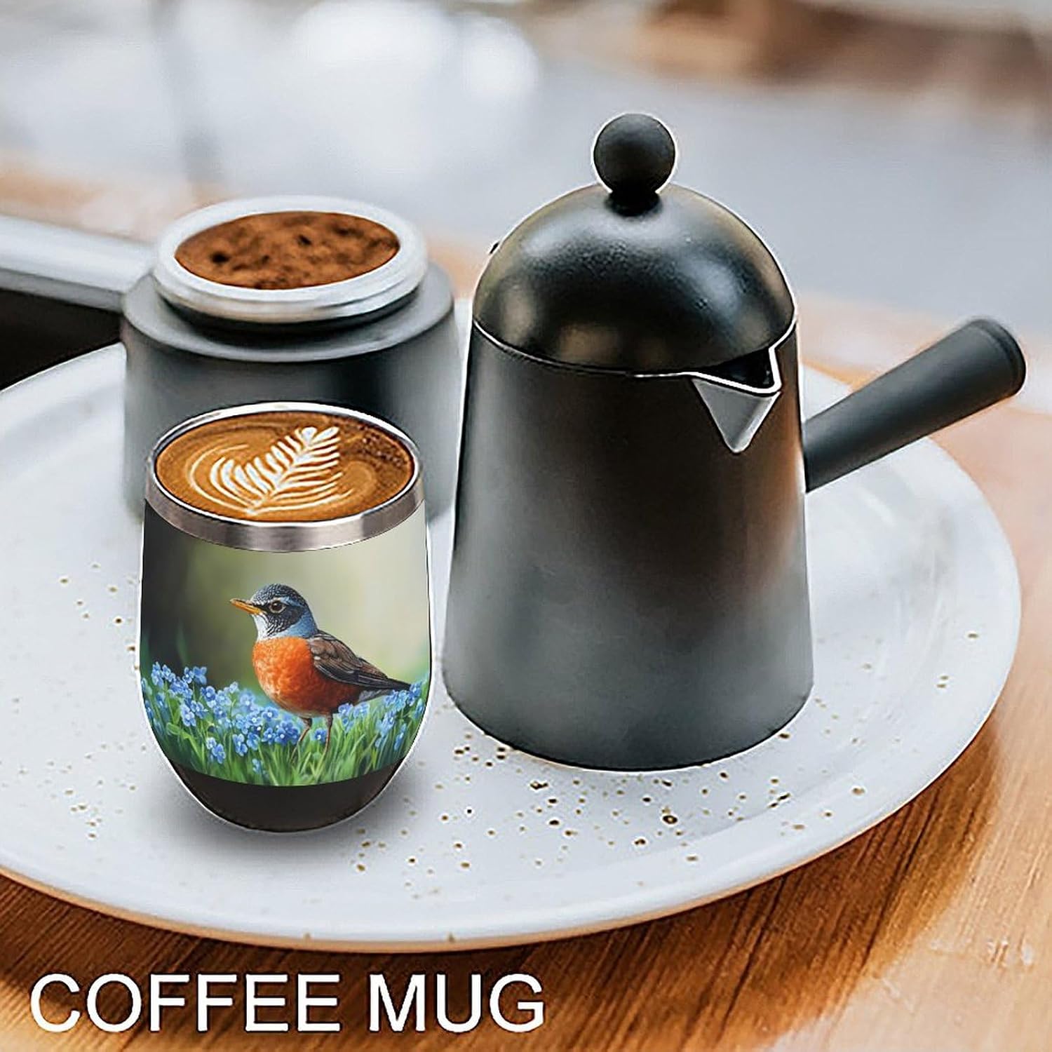 American Robin Bird Coffee Travel Mug Cup Insulated Tumbler Stainless Steel with Flip Lid One Size