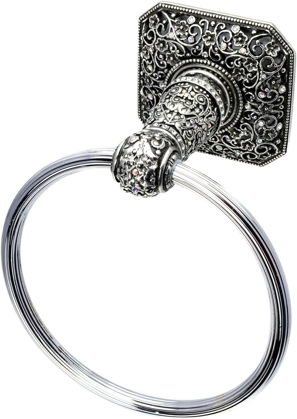 Buy 1 get 1 🔥 Carpe Diem Hardware 4067-9 Cab Juliane Grace Full Towel Ring Made with Swarovski Elements, Chalice