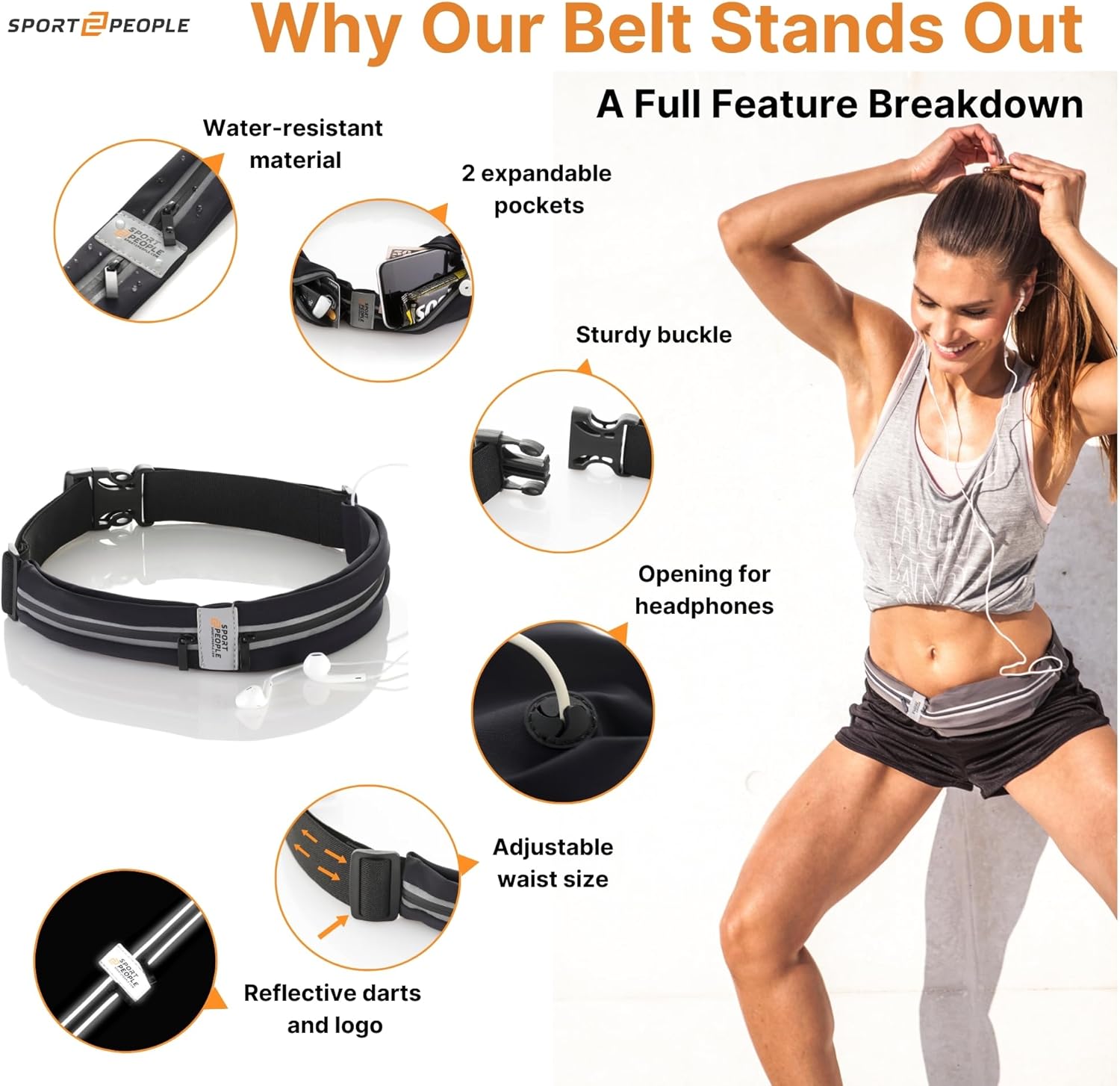 Running Belt for Women and Men, Waterproof Phone Holder for Running, Reflective 2-Pocket Waist Pack for Storing Runner’s Essentials Safely, Running Fanny Pack Fits Most Phones, Adjustable Belt Bag - Image 8