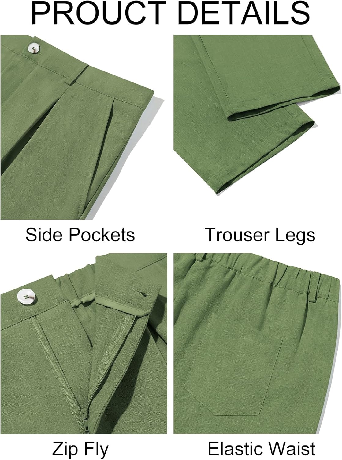 Runcati Mens Casual Pants Elastic Waist Lightweight Loose Fit Pleated Slacks Summer Beach Yoga Trousers - Image 5