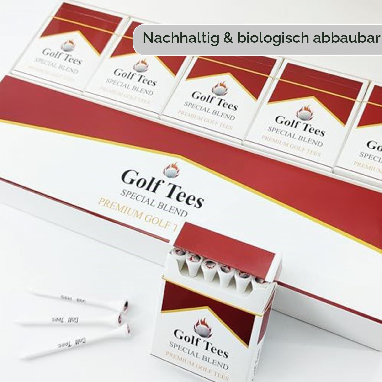 120 Golf tees Bambus Holz, Qualitativ Nachhaltig Bioabbaubar, Vintage-Stil Unzerbrechlich Lasergeglättet, Taschenbox Golf Geschenk für Männer