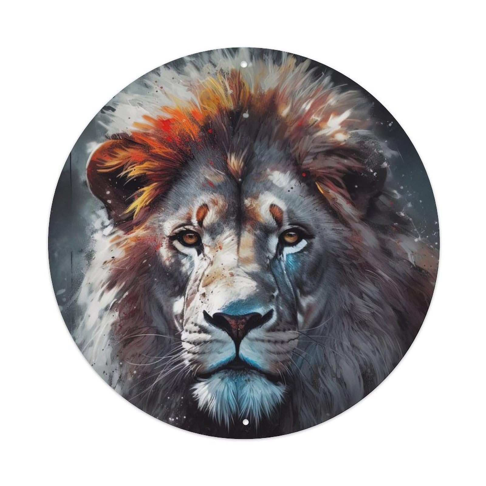 Cwbufd Vintage Style Animal Lion Fierce Wildlife Portrait Abstract Brushstrokes Roaring Predator Vintage Metal Tin Sign Plaque Wall Decor For Cafe, Club Bar, Office, Garden Metal Poster 8X8inch