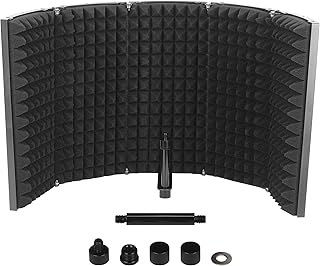 BEELUCK Microphone Isolation Shield with Absorbing Foam, Portable Sound Booth Professional Foldable Acoustic Sound Shield ...