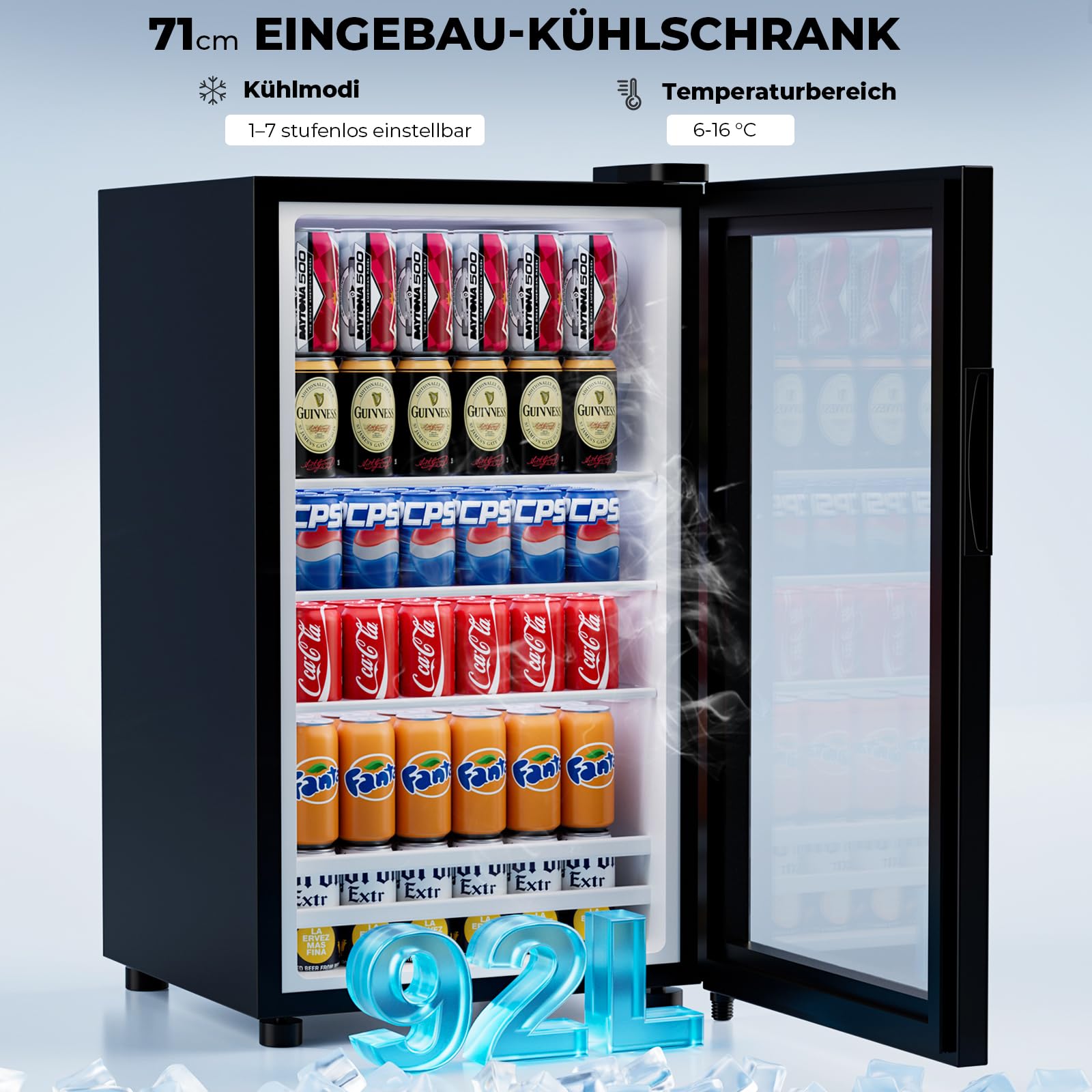 Kaffeebar-Schrank mit integriertem Kühlschrank, geriffelter Weinschrank mit Weinregal & Gläserhalter, Buffet Sideboard mit Spirituosenschrank, Schublade & Stauraum, Hausbar, Schwarz