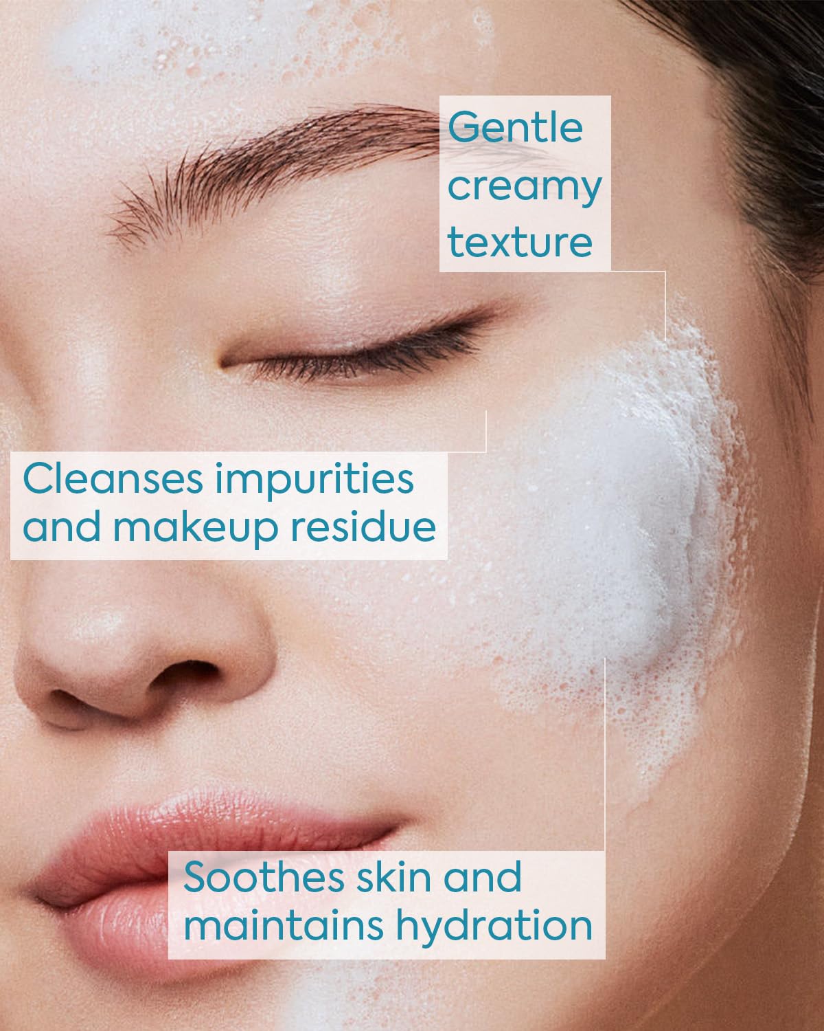 KOMFYMED Recombinant Collagen Amino Acid Face Cleanser, Gentle Facial Cleanser for Hydrating & Moisturizing, Daily Face Wash with Centella Asiatica for Sensitive Skin, 4.23 oz - Image 3