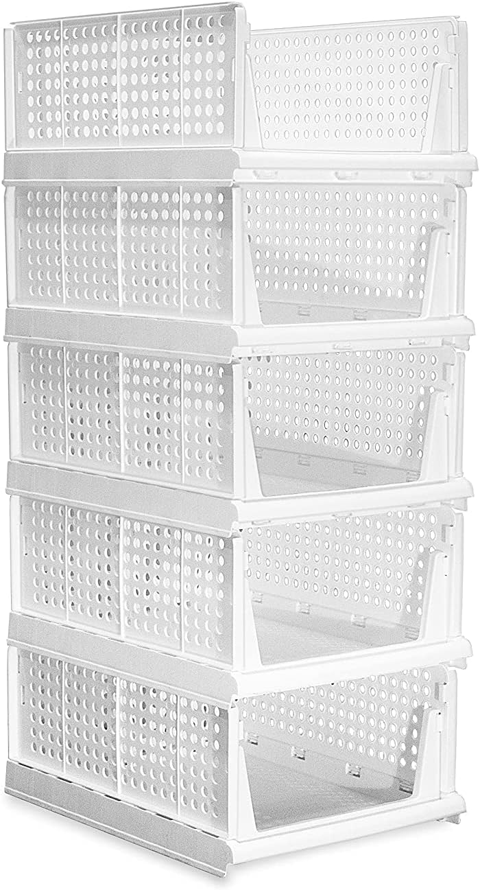 Voltonix Wardrobe Organizer for Clothes Foldable & Stackable Almirah/Cupboard Organizer for Clothes Multi Purpose Plastic Shelf Clothes Organiser for Wardrobe (Pack of 1 (Large))