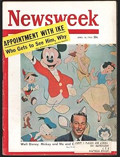 Newsweek 4/18/1955-Walt Disney-Mickey story-Full page 1955 Ford-Pontiac & Buick ads-Loaded with 1950's history-VG+