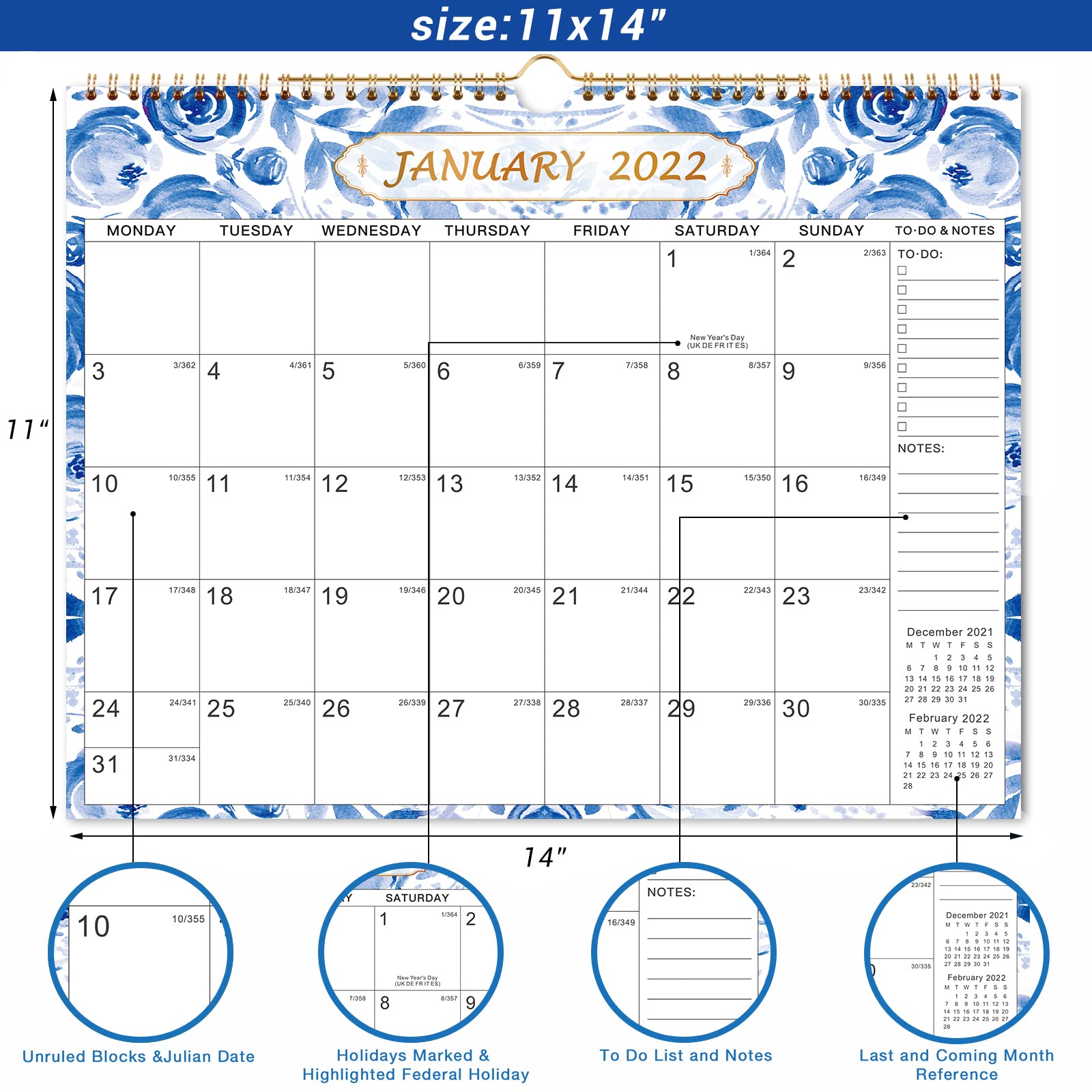 2022 Wall Calendar 2022 Yearly Wall Calendar, January 2022 December