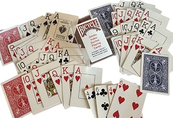 Jumbo Index Bicycle Euchre Playing 52 Cards 2 Sets A-9 1 Blue 1 Red w/ 4 Counter