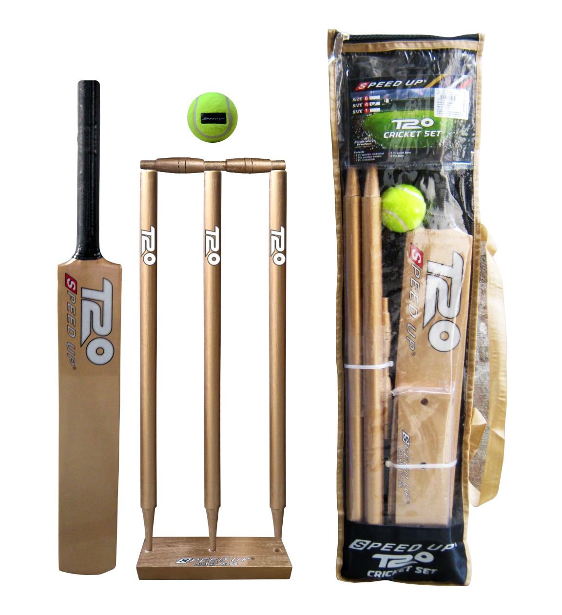 Speed Up 1691-1-Gl-T20 Combo Cricket Kit (Gold)