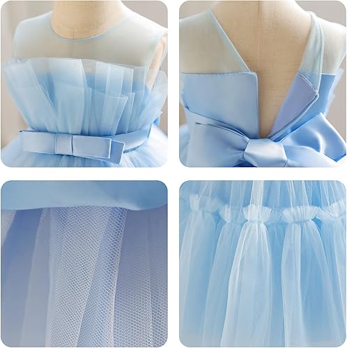 Miniatura 4 de Miipat Vestido de niña de flores para bebé, boda, fiesta, tul, princesa, vestido de baile, vestido formal con lazo para la cabeza