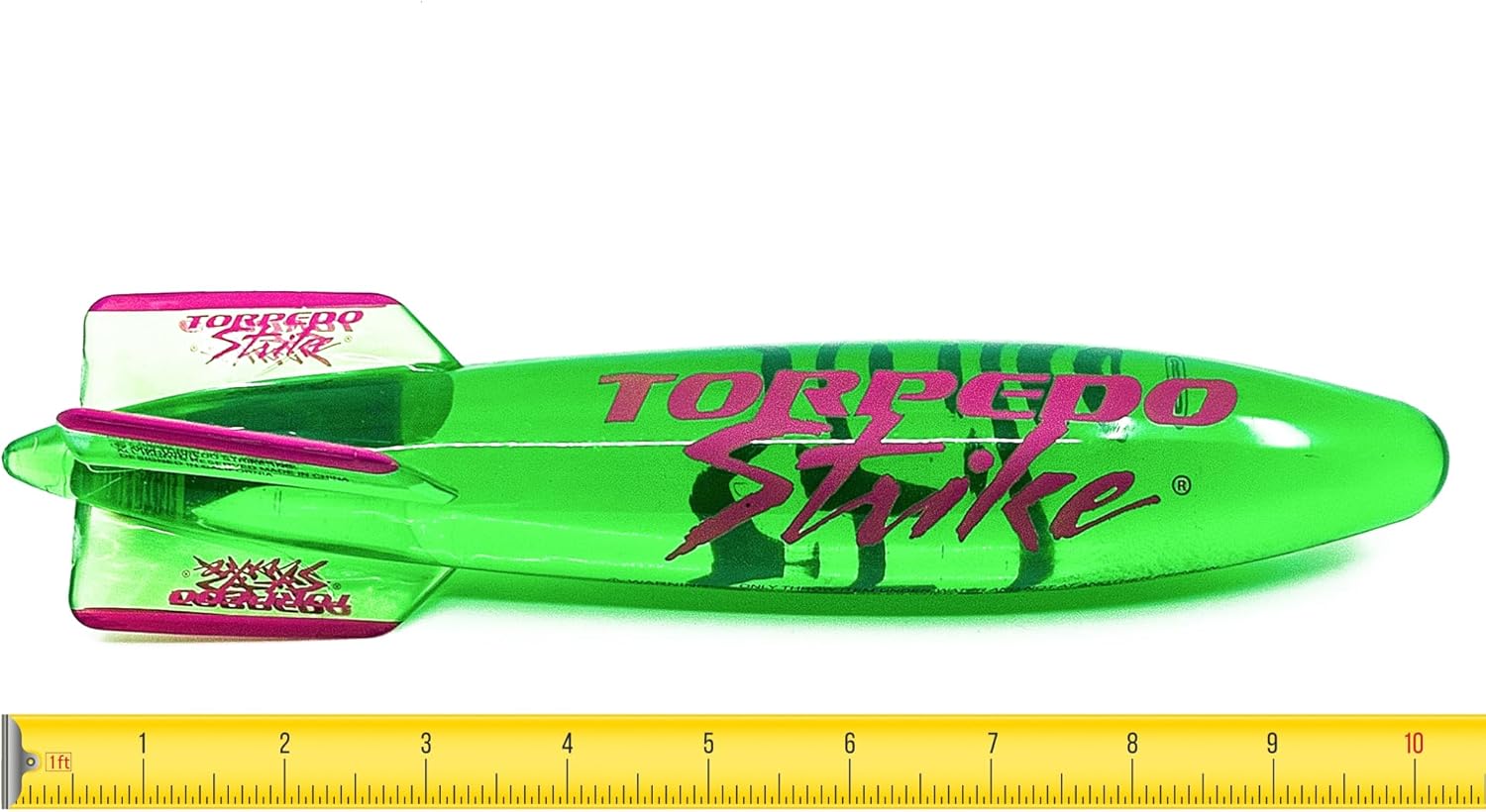 SpinFin 10.25" Large Pool Torpedo Rocket Spins & Glides Up to 30 Feet Like Underwater Football for Under Water Passing Games Underwater Torpedo Diving Toy Glider (Translucent Green)