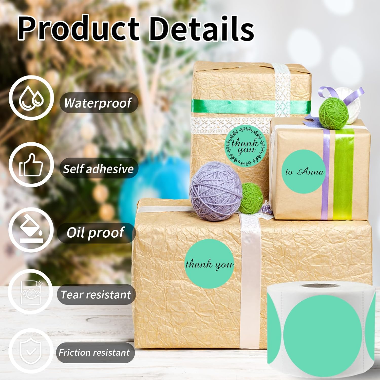 starboling Thermal Labels,2 Inch Cyan Round Thermal Printer Stickers,Self-Adhesive Round Direct Thermal Labels,Thermal Stickers for DIY Logo Design,Name Tag (500/Roll) - Image 3