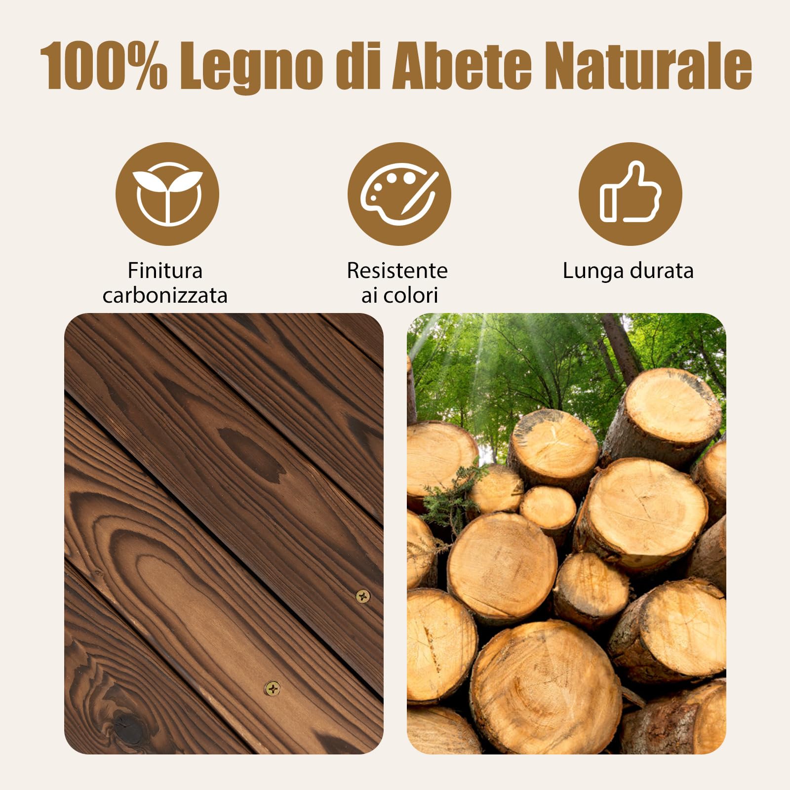 COSTWAY Ponte da Giardino in Legno di Abete 170 cm, Ponticello Decorativo con Ringhiere di Sicurezza, per Giardino Cortile e Fattoria, 171x76,5x58,5cm, Portata 180 kg