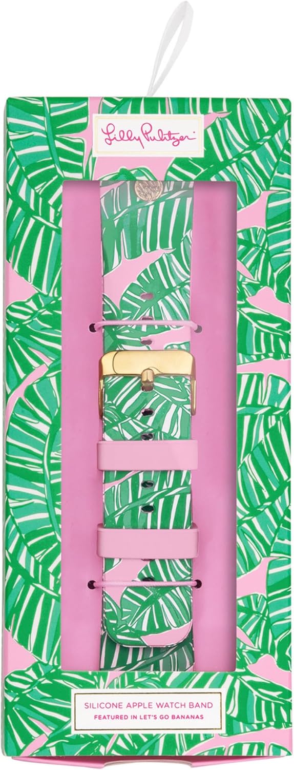 Lilly Pulitzer Silicone Smart Watch Band for Women, Sized to Fit 38mm 40mm 42mm & 44mm Smartwatches, Compatible with Apple Watch Series 1-6 and SE, Let's Go Bananas Pattern